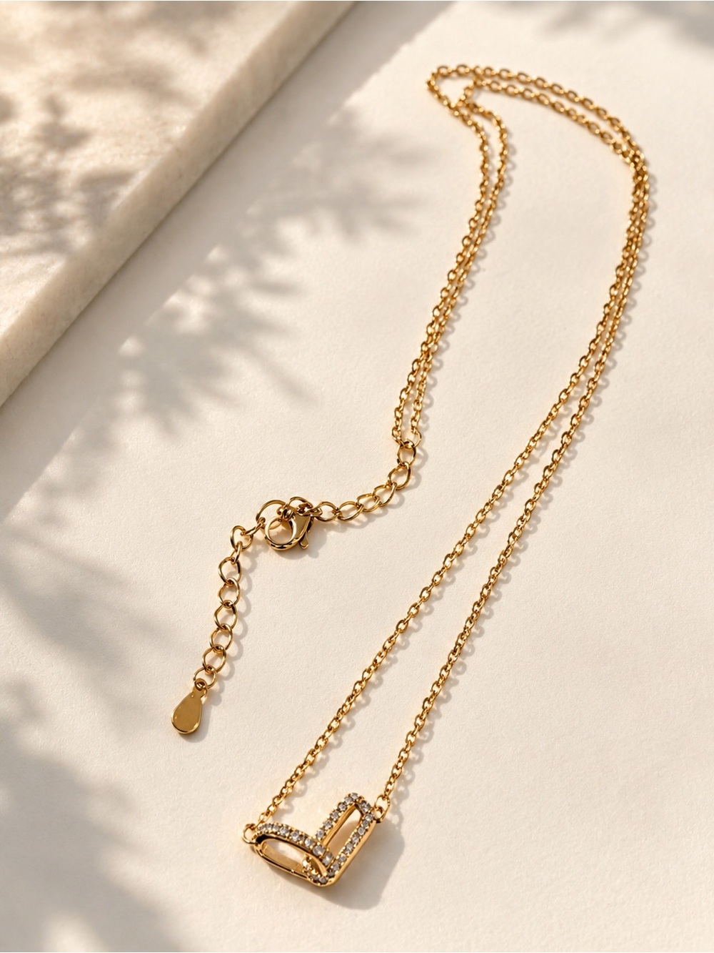 Gold Plated Link Pendant Necklace for Women - Elegant Chain Necklace